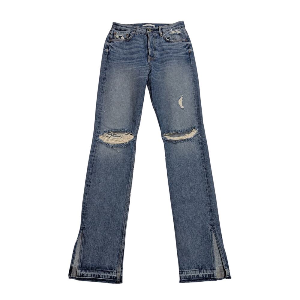 GRLFRND Natalia Distressed High Rise Straight Jeans Size 27